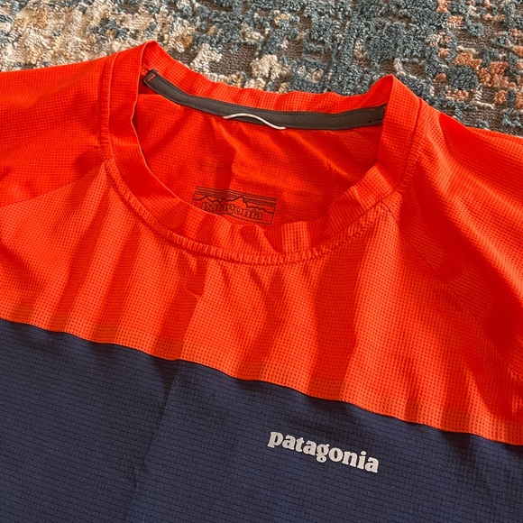 Patagonia Windchaser Ultralight Running Shirt - Men’s Medium - Orange / Navy - Picture 2 of 6
